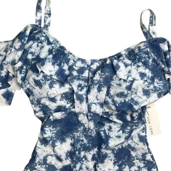 NICOLE MILLER Women's Blue Tie Dye  Cold Shoulder One Piece Swimsuit Small NWT - Picture 6 of 11